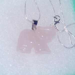 Hippie Boho Rose Quartz Crystal Elephant Silver 16” Neck…